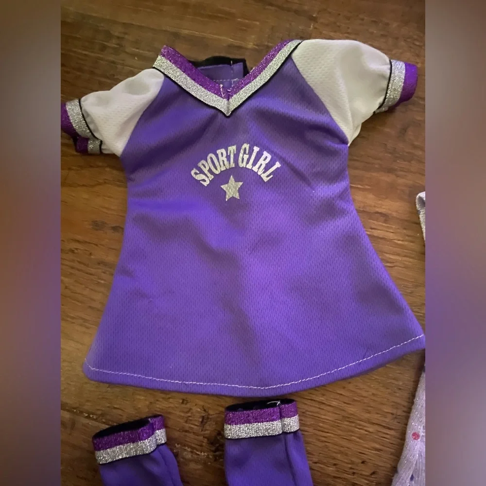 American Girl Doll purple dress & sports soccer outfit 18 inch dolls
